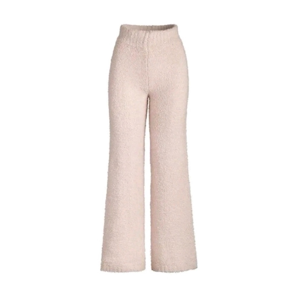 Skims COZY KNIT PANT Dusk Pink Wide Leg Teddy Lounge Boucle Kardashian Sz S/M